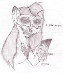  creepy drakanifox english_text equine female friendship_is_magic horn horse mammal mask monochrome my_little_pony nightmare_fuel pinkamena_(mlp) pinkie_pie_(mlp) plain_background pony smile soul_devouring_eyes stitching sweetie_belle_(mlp) teeth text white_background 