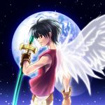  bad_id bad_pixiv_id belt black_eyes black_hair gloves lowres male_focus planet shirt shizuki_s solo sword tenkuu_no_escaflowne van_fanel weapon wings 