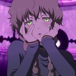  amane_suzuha blush braid brown_hair hands_on_own_cheeks hands_on_own_face long_hair open_mouth parody solo steins;gate takahan twin_braids yandere yandere_trance yellow_eyes 