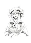  absurdres graphite_(medium) greyscale hat highres monochrome oshake patchouli_knowledge solo touhou traditional_media 