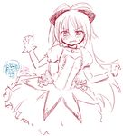  blush bow chibi chibi_inset collarbone cosplay embarrassed gloves hair_bow homura_subaru kaname_madoka kaname_madoka_(cosplay) mahou_shoujo_madoka_magica miki_sayaka multiple_girls ponytail sakura_kyouko sweatdrop wavy_mouth 