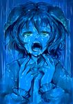  animal_ears crying dress face green_eyes harusame_(unmei_no_ikasumi) kasodani_kyouko night open_mouth rain short_hair solo tears touhou wet 