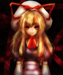  amanojaku bad_id bad_pixiv_id blonde_hair choker dress hat highres long_hair purple_eyes ribbon smile solo touhou yakumo_yukari 