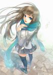  bad_id bad_pixiv_id blue_eyes brown_hair chm lips looking_back original scarf skirt solo thighhighs zettai_ryouiki 