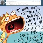  ask_jappleack blonde_hair equine female feral friendship_is_magic grass green_eyes hair horse hotdiggedydemon mammal mane my_little_pony open_mouth pony ponytail teeth tongue tumblr 