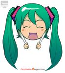  blush_stickers closed_eyes graphitebite green_hair hair_ornament hatsune_miku head_only long_hair solo spring_onion twintails vocaloid watermark 