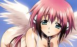  1girl angel_wings aqua_eyes breasts chains ikaros large_breasts looking_at_viewer pink_hair sora_no_otoshimono underwear wings 