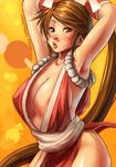  andrea_cofrancesco areola_slip areolae armpits arms_up bad_deviantart_id bad_id breasts brown_hair center_opening cleavage fatal_fury large_breasts lips long_hair ninja nose pelvic_curtain ponytail revealing_clothes shiranui_mai side_slit sideboob solo the_king_of_fighters 