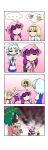  &gt;_&lt; ... 4koma 5girls =_= absurdres alice_margatroid animal_ears apron bangs bat_wings black_neckwear blonde_hair blue_dress blue_skirt blue_vest blunt_bangs braid capelet card comic cosplay crescent crescent_hair_ornament darkness dress eyebrows_visible_through_hair fairy_wings fake_wings flat_cap flower green_hair hair_ornament hat head_wings head_wreath highres holding_person hong_meiling izayoi_sakuya kasodani_kyouko koakuma lily_white lily_white_(cosplay) long_hair long_sleeves maid_headdress mob_cap multiple_girls necktie o_o patchouli_knowledge pink_robe playing_card puffy_short_sleeves puffy_sleeves purple_hair rakugaki-biyori rapeseed_blossoms red_hair shirt short_hair short_sleeves silent_comic silver_hair skirt solid_oval_eyes speech_bubble spoken_object spoken_person star striped striped_dress sweatdrop tears thought_bubble touhou trembling twin_braids vest waist_apron white_capelet white_shirt wig wings 