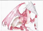  claws dragon feral horn knife plain_background pyramid_head raptorbarry red red_body scalie silent_hill silent_hill_2 solo spikes tail video_games white_background wings 