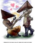  &hearts; apron boots collaboration couple duo gay humanoid male not_furry proposal pyramid_head ring scorch-the-chao silent_hill silent_hill_2 speedlight square_crossover topless video_games 