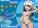  bad_id bad_pixiv_id bikini blue_eyes blue_hair breasts cameltoe covered_nipples dance_dance_revolution directional_arrow hikari_(pokemon) jaga_note long_hair micro_bikini one_eye_closed parody pokemon pokemon_(anime) small_breasts solo swimsuit 