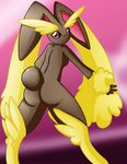  butt c0sm0 female gradient_background lopunny nintendo pink_nose pok&#233;mon pok&eacute;mon red_eyes solo tail video_games 