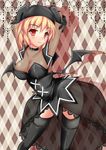  bad_id bad_pixiv_id blonde_hair breasts cleavage demon_girl mabinogi marisasu_(marisa0904) medium_breasts pointy_ears red_eyes solo succubus succubus_(mabinogi) thighhighs wings 