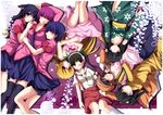  animal_ears araragi_karen araragi_tsukihi bakemonogatari cat_ears cover cover_page hachikuji_mayoi hanekawa_tsubasa hat highres japanese_clothes kanbaru_suruga kimono lying monogatari_(series) multiple_girls nashiro_tsukito nekomonogatari oshino_shinobu school_uniform sengoku_nadeko senjougahara_hitagi thighhighs 