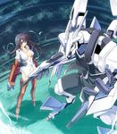  :o armor black_hair blue_eyes boots bottomless breasts cleavage date_shigezane kiyonari_ulquiaga kodama_yuu kyoukaisenjou_no_horizon large_breasts legs long_hair mecha mecha_musume no_panties open_clothes open_shirt shirt thigh_boots thighhighs thighs 