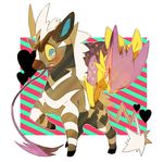  &hearts; &lt;3 blitzle blue_eyes blush cat equine feline feral heart hooves horse liepard mammal nintendo no_humans open_eyes open_mouth pixiv pok&#233;mon pok&eacute;mon pokemon pounce red_eyes smile standing video_games zebra zebstrika 