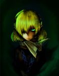  am24 blonde_hair glowing glowing_eyes green_eyes hair_over_one_eye highres mizuhashi_parsee pointy_ears scarf solo touhou upper_body 