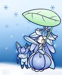  flower glaceon leaf lilligant nintendo no_humans plant plant_girl pokemon snow snowflake snowflakes 