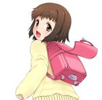  backpack bad_id bad_pixiv_id bag brown_eyes brown_hair ginji74 looking_back randoseru short_hair solo sweater takanashi_nazuna working!! younger 