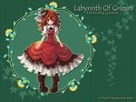  ascot boots brown_eyes brown_hair character_name copyright_name dress frills hat henrietta_grimm long_hair official_art puffy_sleeves smile solo wallpaper zettai_meikyuu_grimm 