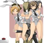  1boy 5girls ass ass_smother bunny_girl bunnysuit face_in_ass femdom multiple_girls sitting sitting_on_face sitting_on_person smother zinger_(excess_m) zzinzinz 