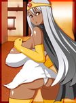  ass breasts chunsoft curvy dark_skin dragon_quest dragon_quest_iii enix highres huge_ass huge_breasts lips long_hair naunau plump sage_(dq3) silver_hair thick_thighs thighs 