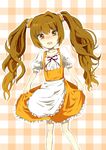  aisaka_taiga apron bad_hands bad_id bad_pixiv_id blush brown_eyes brown_hair fang long_hair migu_(migu_room) solo toradora! twintails waitress 