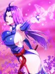  ahoge armpits ass bare_shoulders blue_eyes blue_leotard breasts bug butterfly insect katana large_breasts leotard long_hair marvel psylocke purple_hair sideboob solo sword thighhighs usatarou weapon x-men 