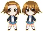  alternate_hairstyle brown_eyes brown_hair chibi dual_persona hair_down hairband k-on! school_uniform short_hair taigi_akira tainaka_ritsu 