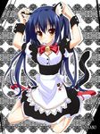  alternate_costume ameto_yuki animal_ears bad_id bad_pixiv_id bell black_hair brown_eyes cat_ears cat_tail enmaided highres jingle_bell k-on! long_hair maid nakano_azusa solo tail twintails wrist_cuffs 