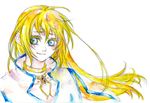  1girl blonde_hair blue_eyes colette_brunel collar collet_brunel female long_hair lowres simple_background solo tales_of_(series) tales_of_symphonia traditional_media watercolor watercolor_(medium) white_background 