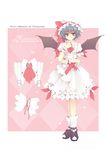  alice_in_wonderland alternate_costume bat_wings blue_hair blue_hallelujah character_name character_sheet dress hat heart licking_lips parody red_eyes remilia_scarlet socks tongue tongue_out touhou wings 