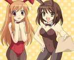  2girls asahina_mikuru bunny_outfit bunnysuit long_hair multiple_girls short_hair suzumiya_haruhi suzumiya_haruhi_no_yuuutsu 