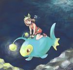  alternate_costume artist_request bandana fish gen_2_pokemon haruka_(pokemon) hat lanturn light pokemon pokemon_(creature) pokemon_(game) pokemon_emerald pokemon_rse riding shiny underwater 