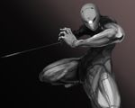  bad_id bad_pixiv_id cyborg cyborg_ninja gray_fox hands highres male_focus metal_gear_(series) metal_gear_solid muscle ninja s-kan solo sword weapon 