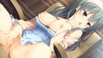  bra breasts dress fingering game_cg green_eyes green_hair long_hair muririn nipples nopan pussy riddle_joker shikibe_mayu uncensored underwear yuzusoft 