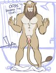  bgn english_text eyes_closed feline lion male mammal nude penis pink_nose shower solo tail text 