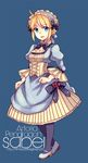  ahoge artoria_pendragon_(all) bad_id bad_pixiv_id blonde_hair character_name dress fate/stay_night fate_(series) green_eyes hair_ribbon himaya maid maid_headdress ribbon saber solo 