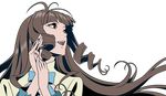  absurdres brown_eyes brown_hair highres kaishou_rie non-web_source ribbon solo un-go vector_trace 