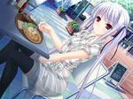  dress food game_cg komori_kei lisa_eostre thighhighs twintails walkure_romanze white_hair 