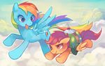  cloud clouds cub cutie_mark equine female feral flying friendship_is_magic hair helicopter horse mammal multi-colored_hair my_little_pony pegasus pink_hair pony purple_hair rainbow_dash_(mlp) rainbow_hair scootaloo_(mlp) suikuzu suirobo tank_(mlp) tortoise wings young 