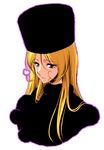  90s blonde_hair brown_eyes face fugetsu_taku ginga_tetsudou_999 hat lips long_hair maetel md5_mismatch simple_background solo 