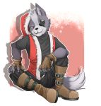  anthro canine christmas clothed clothing dipsick_tail eye_patch eyewear fur grey_fur hat holidays male mammal nintendo santa_hat star_fox video_games white_fur wolf wolf_o&#039;donnell 