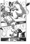  balls bathtub black_and_white censored chibineco comic cub erection frottage gay greyscale haru male monochrome overweight penis shinobu tail translated translation_request unknown_species water young 