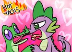  crocodile dragon english_text feral friendship_is_magic gay green_eyes gummy_(mlp) male my_little_pony purple_eyes reptile scalie spike_(mlp) tail text tongue unknown_artist 