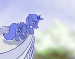  alicorn blue_body blue_hair castle cutie_mark equine female feral friendship_is_magic grayma1k hair horn horse long_hair mammal my_little_pony open_mouth pegacorn pony princess_luna_(mlp) royalty smile solo tail tiara winged_unicorn wings young 