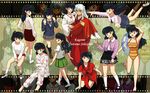  alternate_costume buruma higurashi_kagome inuyasha inuyasha_(character) multiple multiple_choice one-piece_swimsuit pajamas sandals school_uniform serafuku skirt swimsuit tennen_shiori 