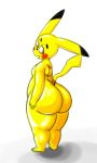  anthro big_butt biped butt cleft_tail fur looking_back male mammal nintendo nude open_mouth pikachu pok&eacute;mon pok&eacute;mon_(species) rodent simple_background smile solo standing thick_thighs video_games vun yellow_fur 