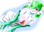  breasts elbow_gloves gardevoir gloves green_hair hair_over_eye hair_over_one_eye nipples pokemon yurikuro 